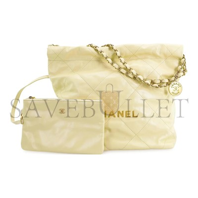 CHANEL 22 BAG YELLOW CALFSKIN GOLD HARDWARE AS3260 (39*35*7cm)